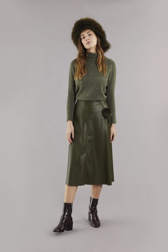 Falda polipiel verde