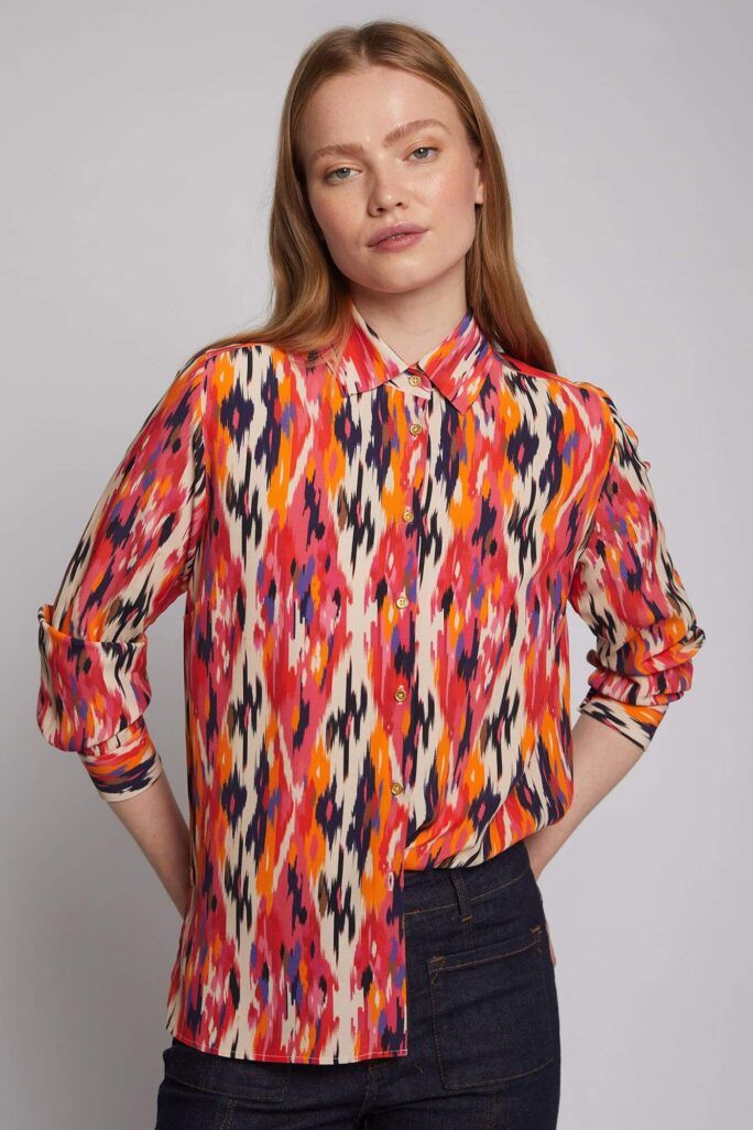 Camisa Irina orange pink ikat