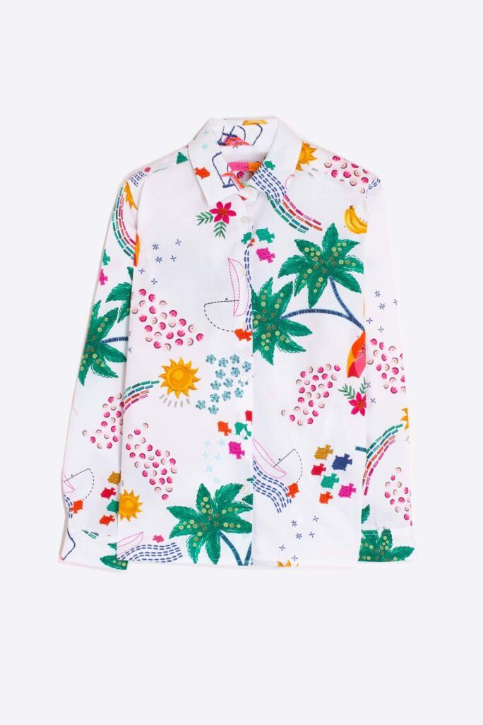 Camisa popelin estampado tropical Vilagallo