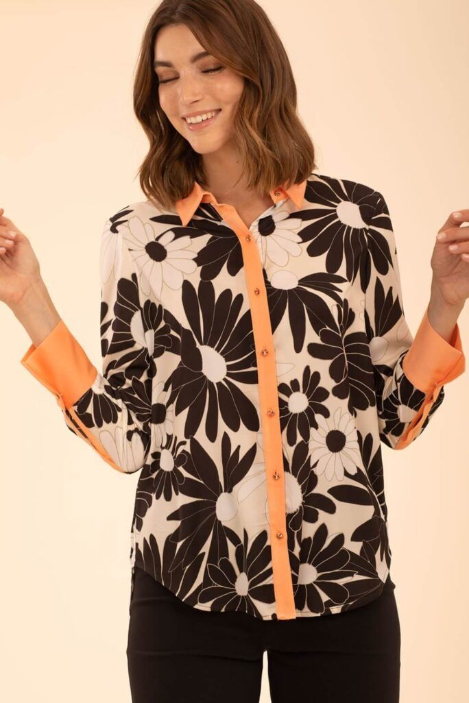 Camisa Flores Satinada Anna Mora