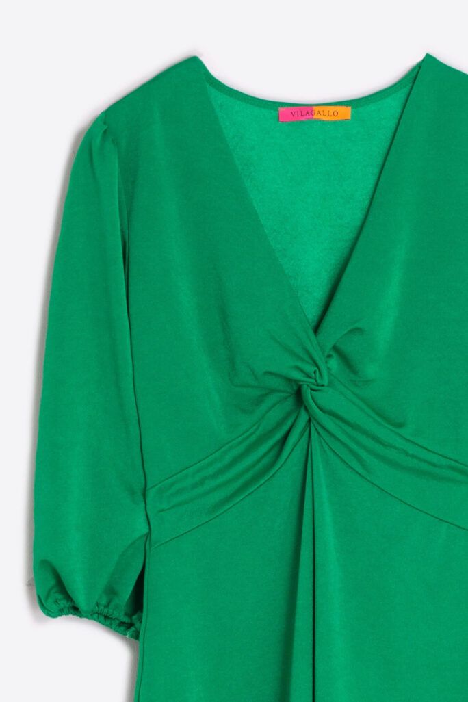 Vestido Carolina Punto Verde Satinado Vilagallo