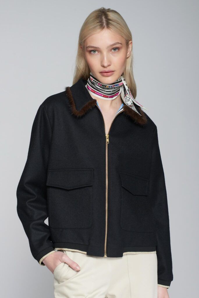 Chaqueta Bomber negro lana Vilagallo