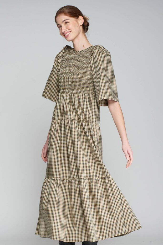 Vestido cuadro villela verde caza Vilagallo