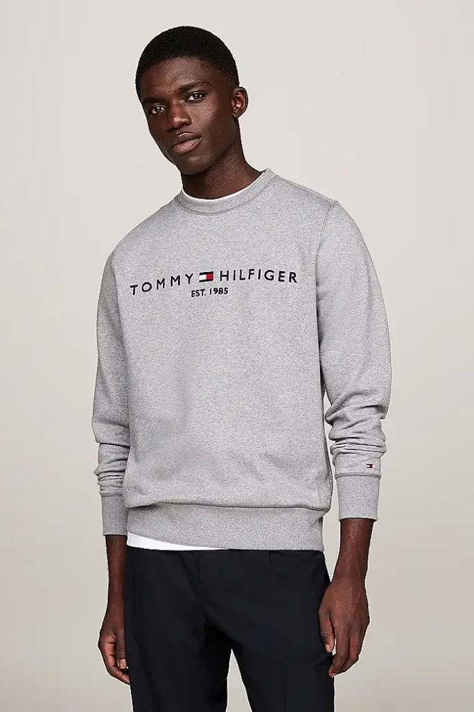 Sudadera de cuello redondo con logo bordado Tommy Hilfiger