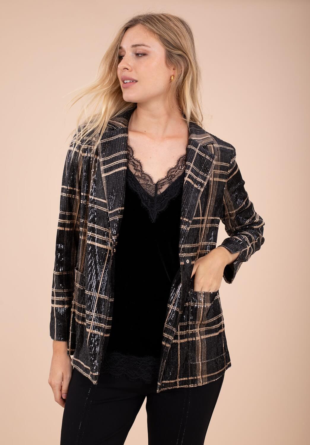 La chaqueta de lentejuelas de cuadros Anna Mora