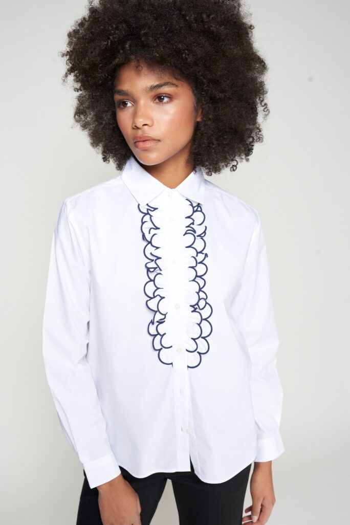 Camisa blanca volante marino Vilagallo
