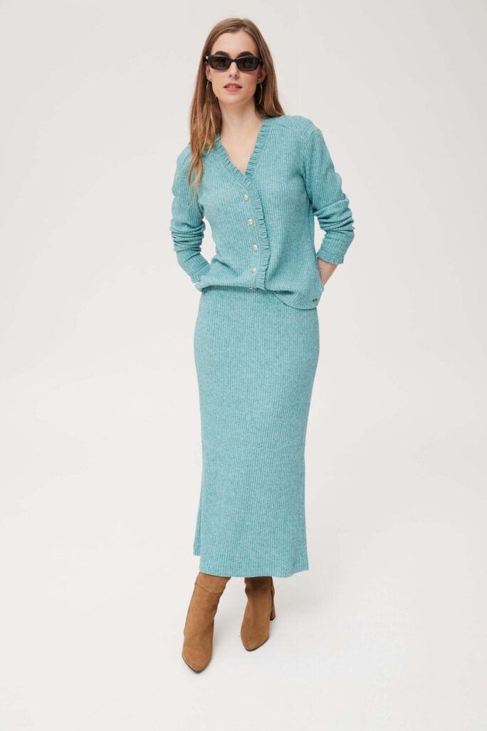 Chaqueta Zajal punto de canalé melange Oky