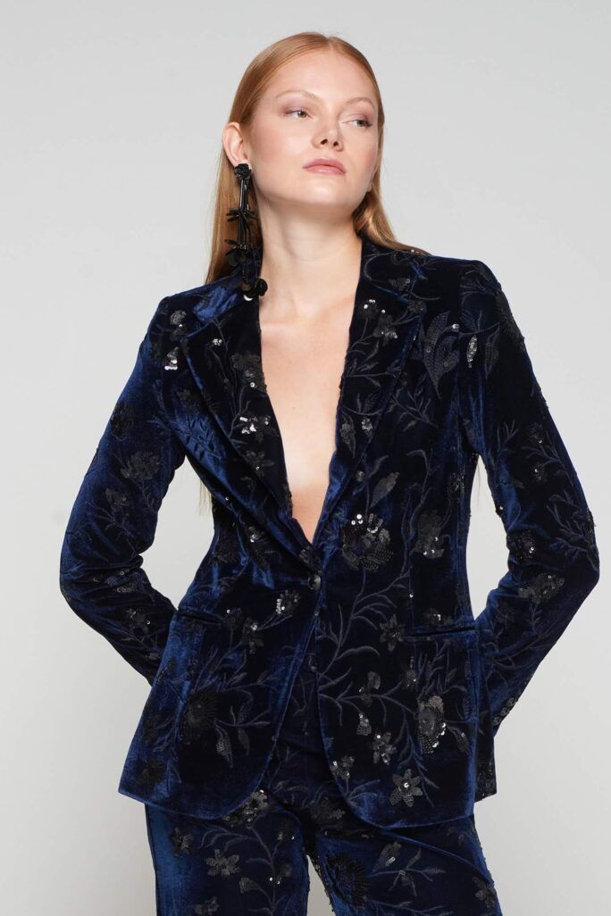 Chaqueta Helen terciopelo flor lentejuelas Vilagallo