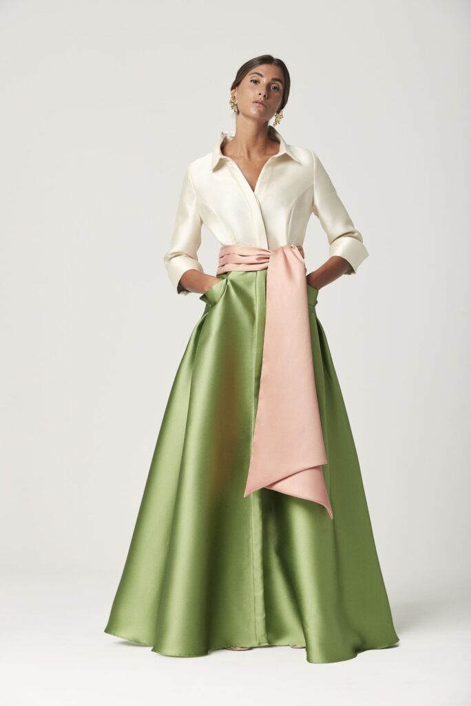 Vestido Camisero tricolor verde Mouriño