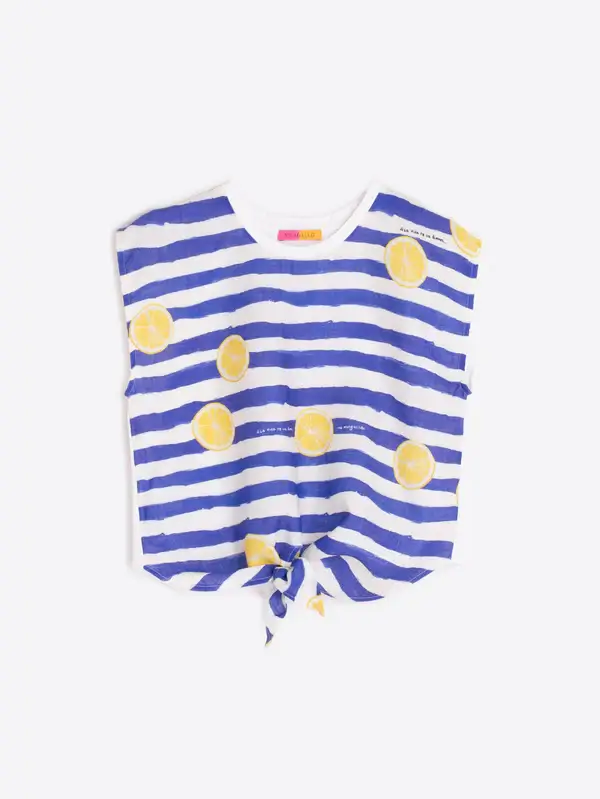 Camiseta rayas limones nudo Vilagallo