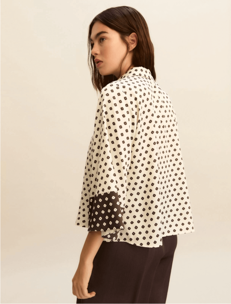 Camisa de sarga estampada blanco lana EMME