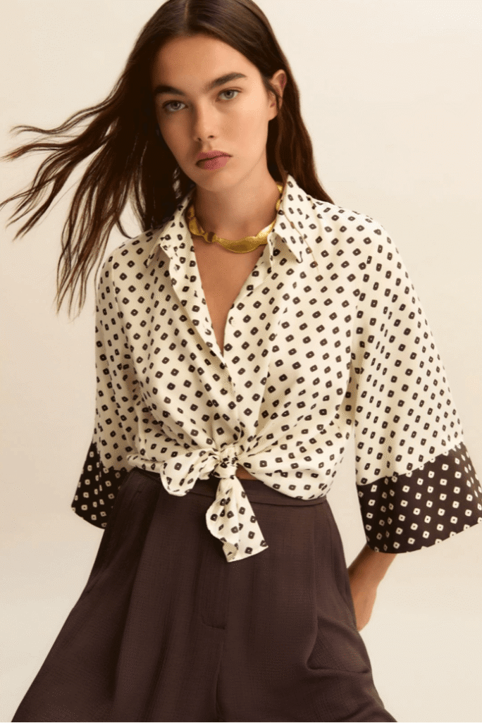 Camisa de sarga estampada blanco lana EMME