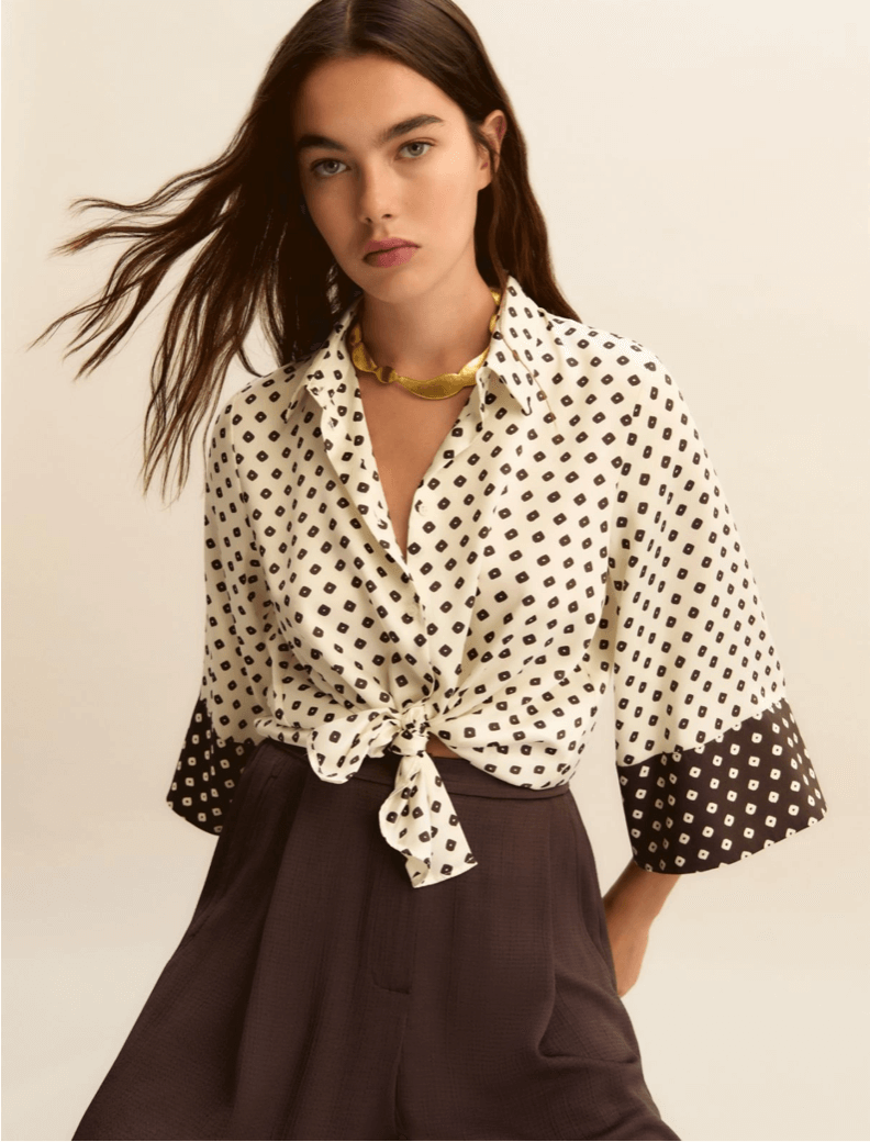 Camisa de sarga estampada blanco lana EMME