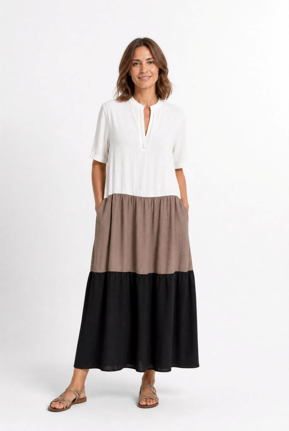 Vestido Camisero Tricolor Anna Mora