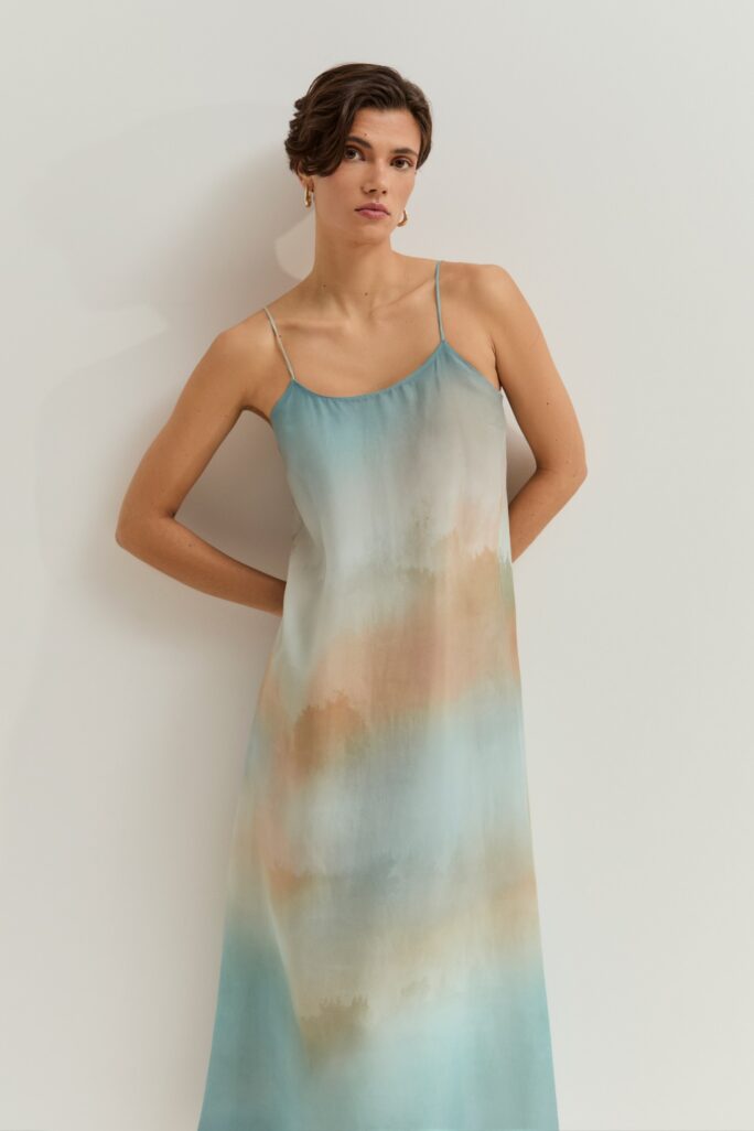 Vestido estampado de tirantes en lyocell Lion of Porches