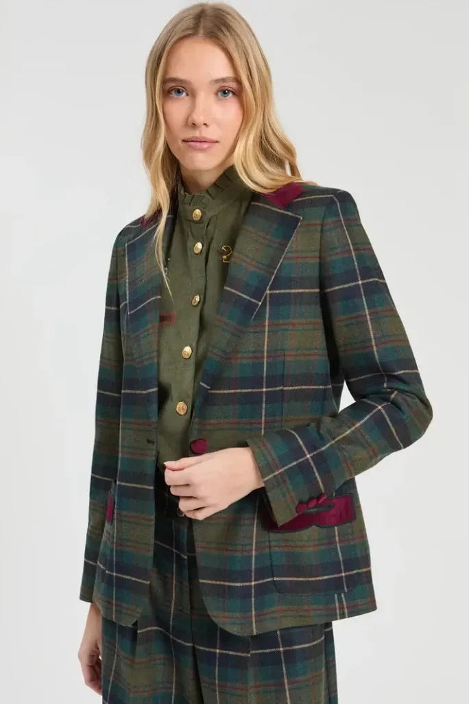 Chaqueta de cuadros verde burdeos Vilagallo