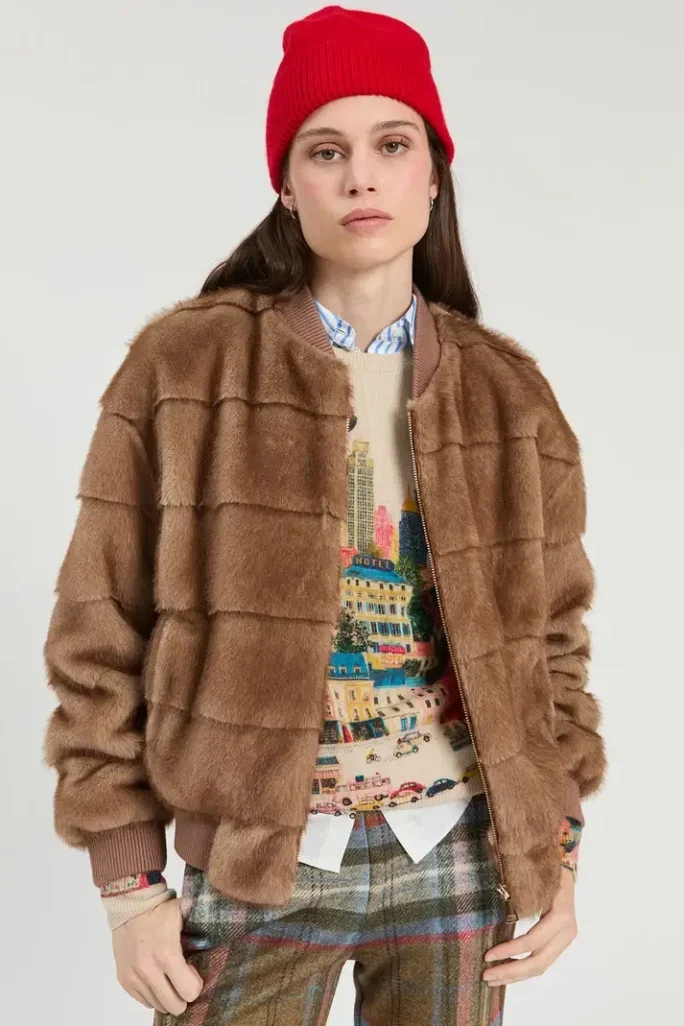 Chaqueta bomber pelo camel Vilagallo
