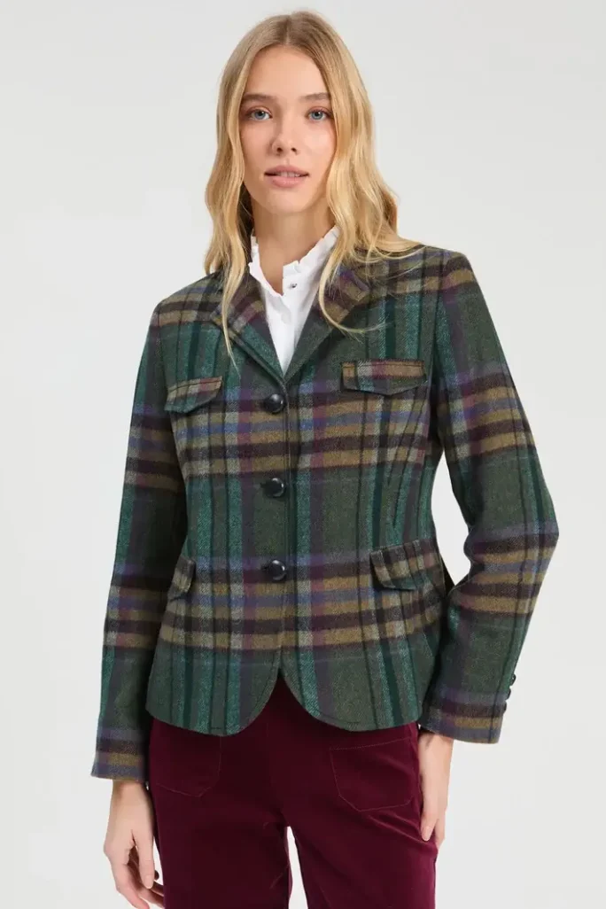Chaqueta corta cuadros verde y burdeos Vilagallo