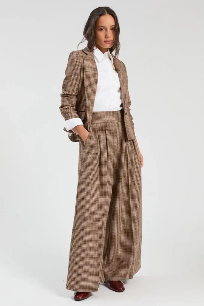 Pantalón pata de gallo burdeos Vilagallo