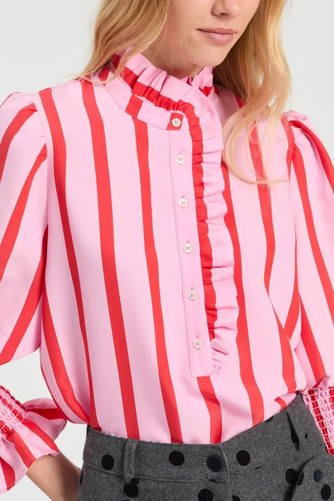 Camisa de rayas bicolor volantes Vilagallo