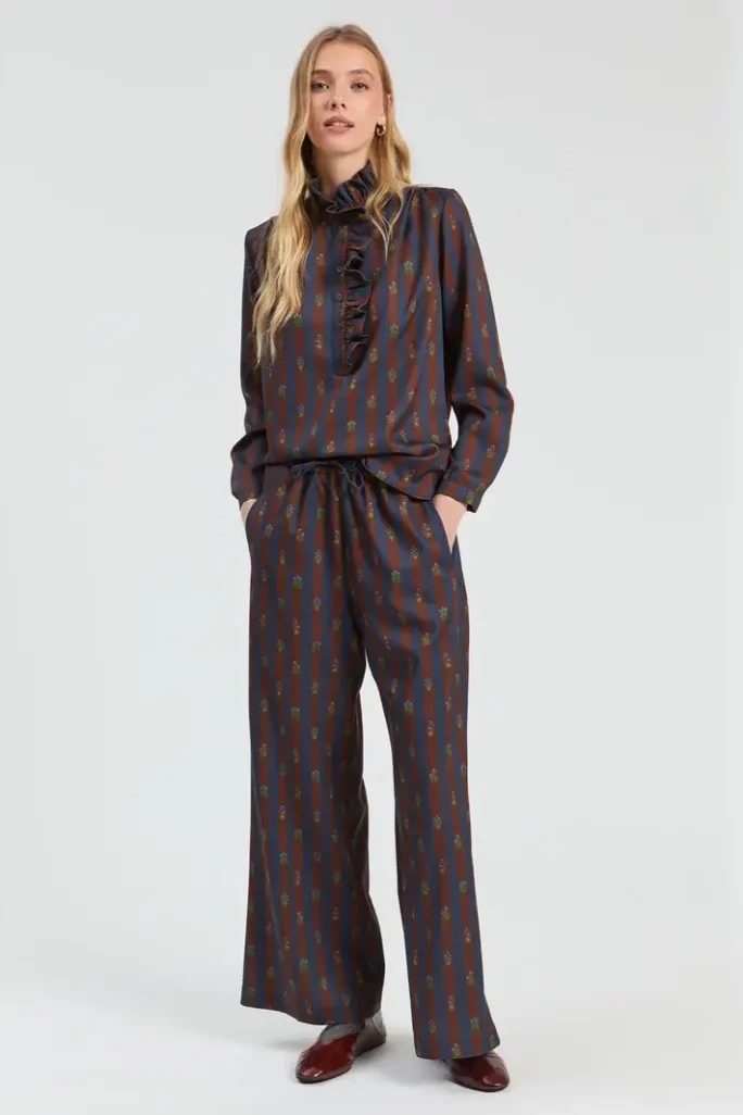Pantalón rayas flor india Vilagallo