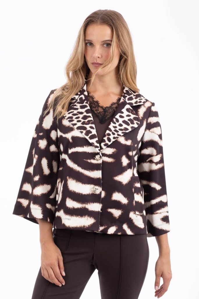 Chaqueta Animal Print Marrón Anna Mora