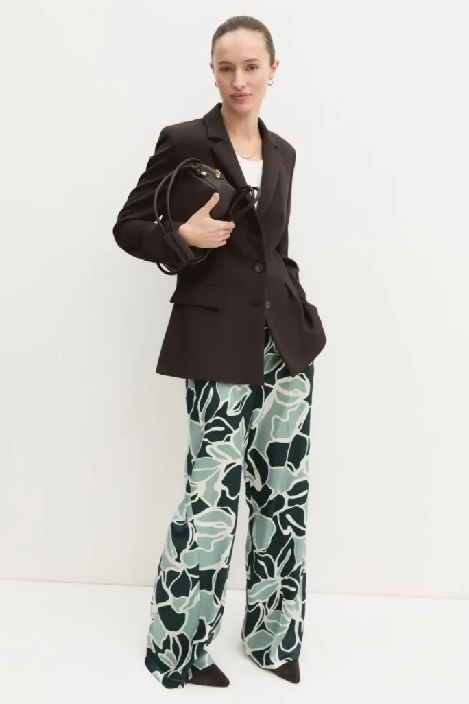 Pantalón recto de sarga estampada EMME