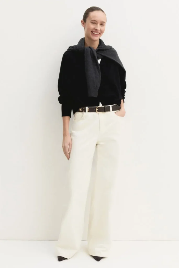 Pantalón modelo cinco bolsillos de satén elástico EMME