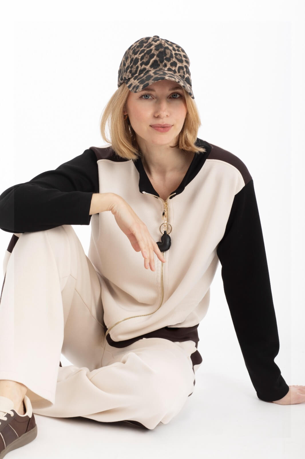 Chaqueta Chándal Soft Beige Rayas Anna Mora