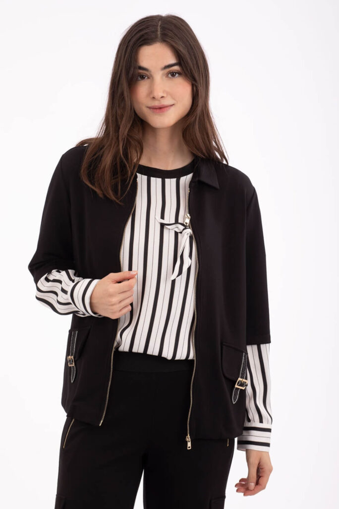 Twin-set Negro con Rayas Blancas Anna Mora