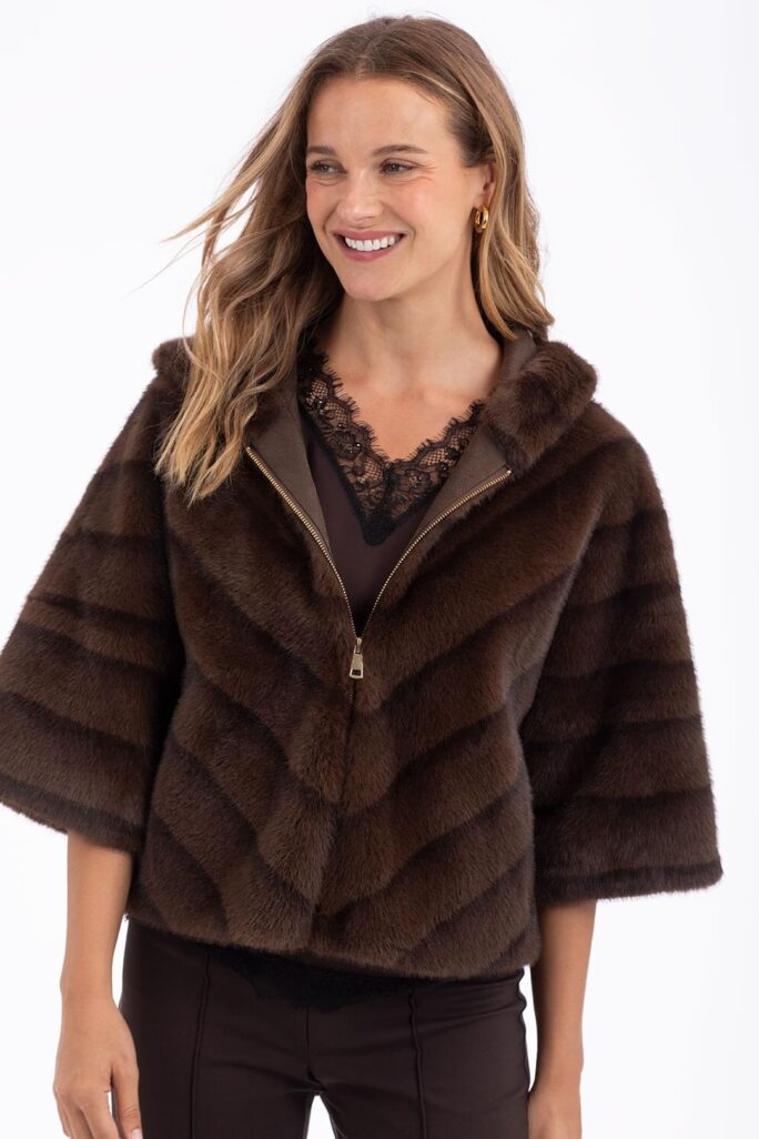 Chaqueta de Pelo Marrón Anna Mora