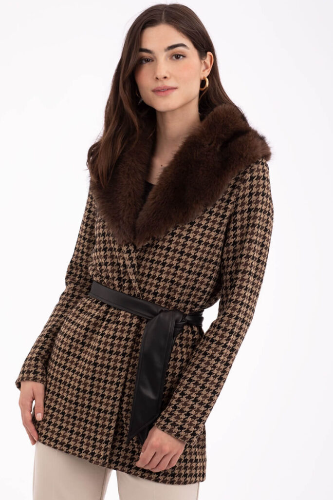 Chaqueta Cuadros Marrón Anna Mora