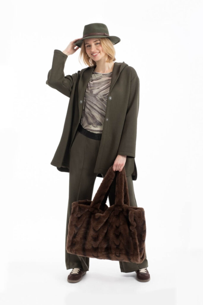 Chaqueta de Punto Verde con Capucha Anna Mora